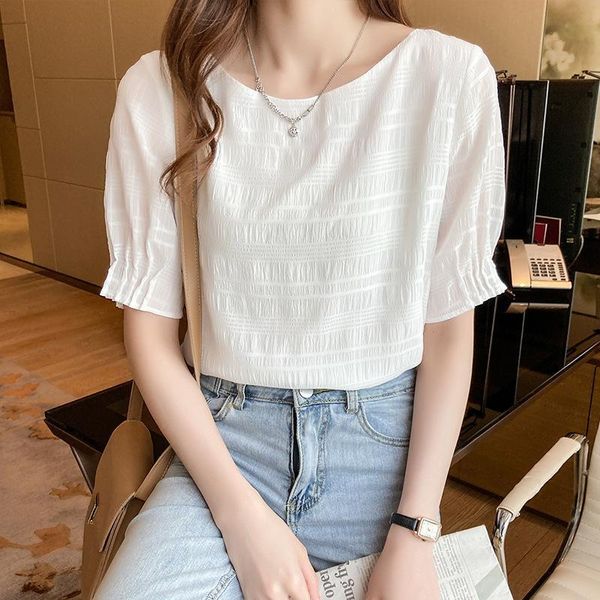 women's blouses & shirts short sleeve t-shirt summer wear 2021 fashion foreign style chiffon bottom coat, White
women's blouses & shirts short sleeve t-shirt summer wear 2021 fashion foreign style chiffon bottom coat, White