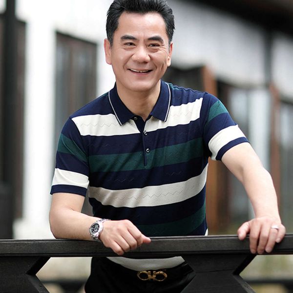 t-shirt dad's summer clothes middle-aged and elderly years old lapel ice silk, White;black
t-shirt dad's summer clothes middle-aged and elderly years old lapel ice silk, White;black