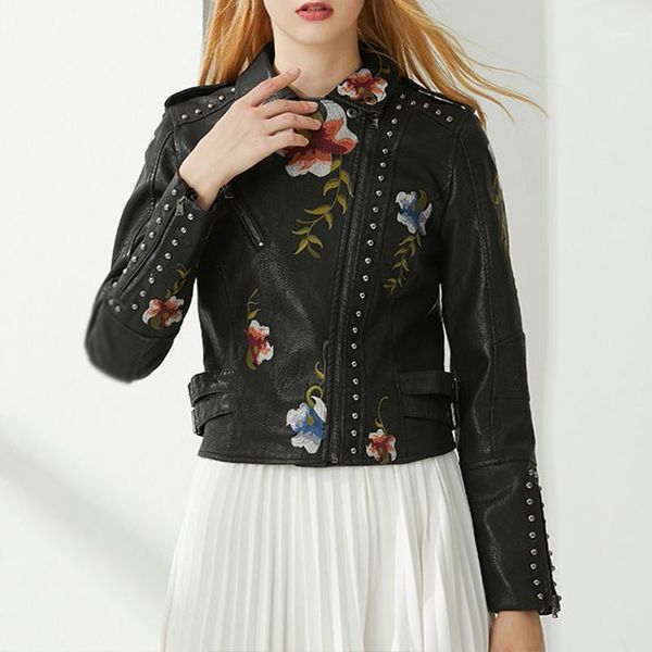 women's leather & faux spring women floral print embroidery soft pu short jacket streetwear punk style biker lapel black overcoat1
women's leather & faux spring women floral print embroidery soft pu short jacket streetwear punk style biker lapel black overcoat1