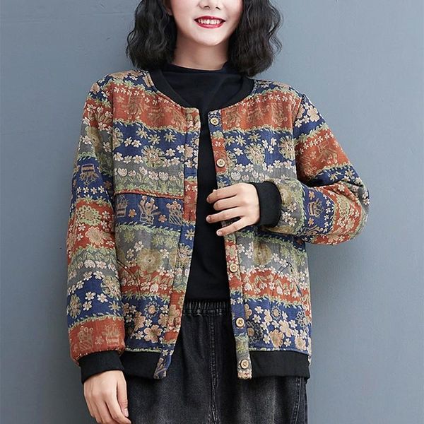 women's jackets women vintage printed floral 2021 autumn winter loose female thick warm cashmere coats cotton linen short outerwear, Black;brown
women's jackets women vintage printed floral 2021 autumn winter loose female thick warm cashmere coats cotton linen short outerwear, Black;brown