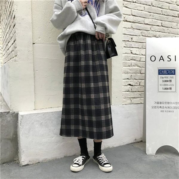 skirts poungdudu 2021 women plaid skirt split woolen thicken warm sweet female office lady high waist elastic all match vintage, Black
skirts poungdudu 2021 women plaid skirt split woolen thicken warm sweet female office lady high waist elastic all match vintage, Black