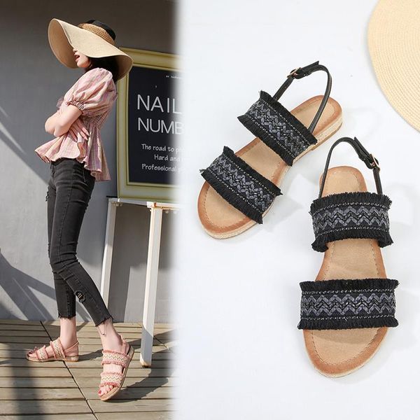 sandals women's 2021 summer style roman retro tassel flat shoes casual ladies buckle shoes#g3, Black
sandals women's 2021 summer style roman retro tassel flat shoes casual ladies buckle shoes#g3, Black