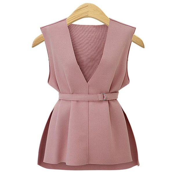 women's vests custom 2021 autumn style horse clip european and american sleeveless belt loose female v collar outside the shoulder vest, Black;white
women's vests custom 2021 autumn style horse clip european and american sleeveless belt loose female v collar outside the shoulder vest, Black;white