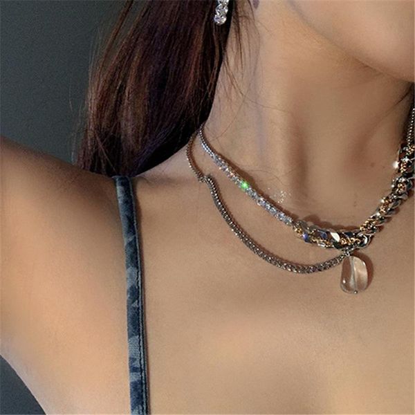 pendant necklaces 2021 vintage transparent crystal drop for women girl metal clavicle chain choker necklace fashion jewelry gift, Silver
pendant necklaces 2021 vintage transparent crystal drop for women girl metal clavicle chain choker necklace fashion jewelry gift, Silver