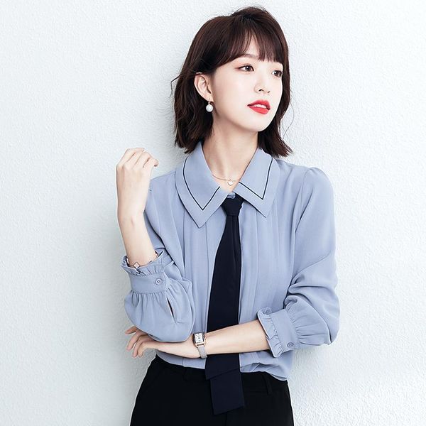 women's blouses & shirts coigarsam blouse women autumn 2021 fashion full sleeve chiffon solid belt straight blue-gray blusas womens an, White
women's blouses & shirts coigarsam blouse women autumn 2021 fashion full sleeve chiffon solid belt straight blue-gray blusas womens an, White