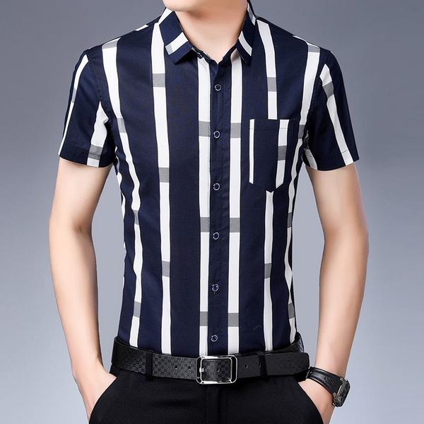 men's dress shirts summer short sleeve men cotton casual striped shirt slim fit chemise homme clothing c780, White;black
men's dress shirts summer short sleeve men cotton casual striped shirt slim fit chemise homme clothing c780, White;black