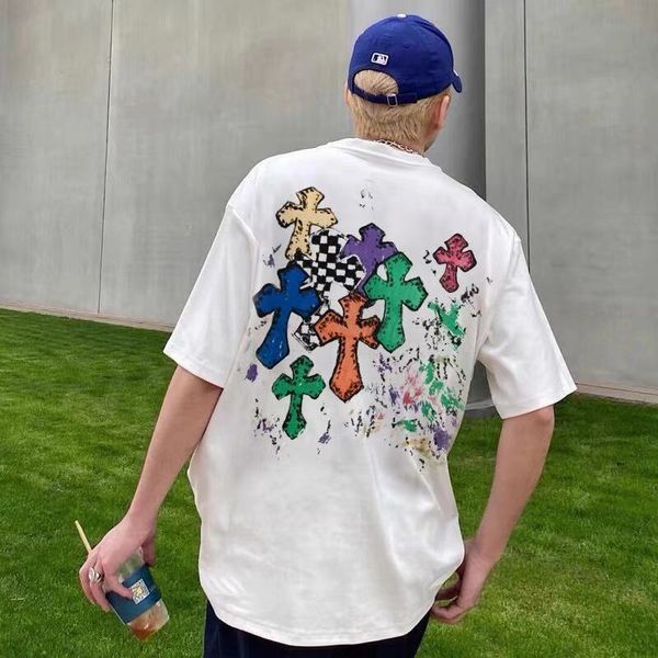 2021 new summer fashion crosin graffiti cross print ch men's and women's loose short sleeve casual t-shirt, White;black
2021 new summer fashion crosin graffiti cross print ch men's and women's loose short sleeve casual t-shirt, White;black