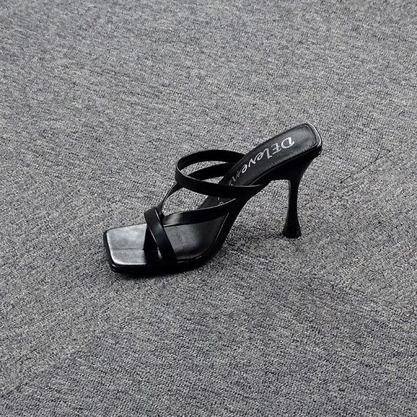 slippers women summer head peep toe high heel fashion narrow band thin heels slides ladies party shoe, Black
slippers women summer head peep toe high heel fashion narrow band thin heels slides ladies party shoe, Black