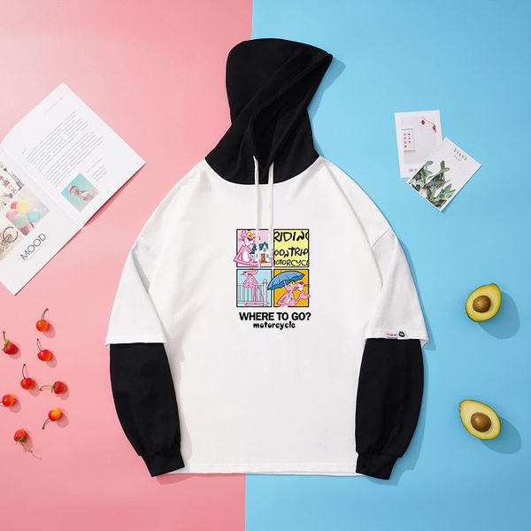 women's hoodies & sweatshirts pink panther cartoon printed hoodie autumn spring harajuku kawaii women fake two pieces patchwork korean, Black
women's hoodies & sweatshirts pink panther cartoon printed hoodie autumn spring harajuku kawaii women fake two pieces patchwork korean, Black