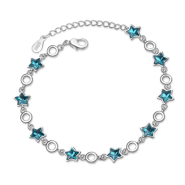 link, chain blue crystal star round bracelets for women trend creative 925 sterling silver jewelry accessories party gifts bijoux sab29, Black
link, chain blue crystal star round bracelets for women trend creative 925 sterling silver jewelry accessories party gifts bijoux sab29, Black