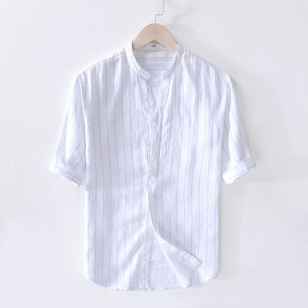 2021 men's new summer pure linen striped half sleeve stand collar loose shirt mens flax italy style shirs men brand camisa 55z2, White
2021 men's new summer pure linen striped half sleeve stand collar loose shirt mens flax italy style shirs men brand camisa 55z2, White