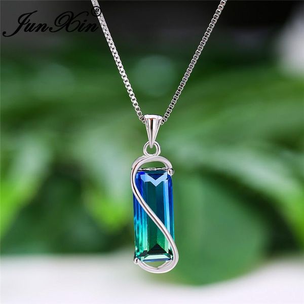 pendant necklaces mystic rainbow fire crystal rectangle stone for women white gold gradient blue green zircon wedding choker cz, Silver
pendant necklaces mystic rainbow fire crystal rectangle stone for women white gold gradient blue green zircon wedding choker cz, Silver