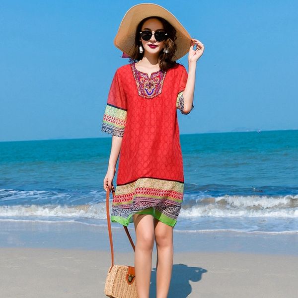2021 new chiffon vintage ethnic print floral women half sleeve loose casual boho summer beach red vestido wxf995 czo2, Black;gray
2021 new chiffon vintage ethnic print floral women half sleeve loose casual boho summer beach red vestido wxf995 czo2, Black;gray