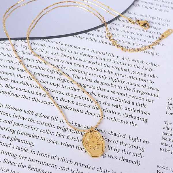 pendant necklaces female sunflwer chain necklace stainless steel neck decoration 2021 choker matching for couples kettingen voor vrouwen, Silver