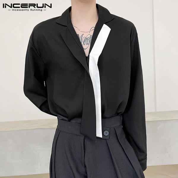 men's casual shirts 2021 men shirt patchwork lapel long sleeve streetwear korean fashion personality button camisa masculina incerun 7, White;black
men's casual shirts 2021 men shirt patchwork lapel long sleeve streetwear korean fashion personality button camisa masculina incerun 7, White;black