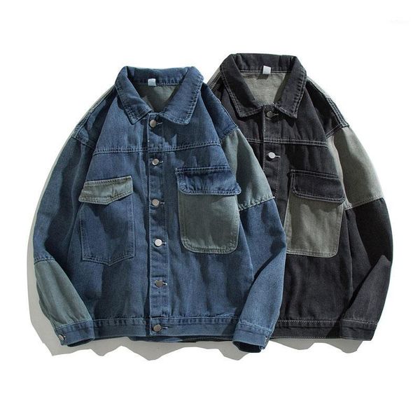 men's jackets spliced denim men ins loose long sleeve black blue coats single breasted clothing fashion street vintage all match, Black;brown
men's jackets spliced denim men ins loose long sleeve black blue coats single breasted clothing fashion street vintage all match, Black;brown