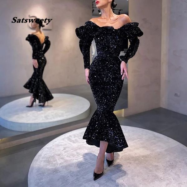 black mermaid long sleeves evening dresses 2023 sequins formal dresses abiye gece elbisesi robe de soiree, Black;red
black mermaid long sleeves evening dresses 2023 sequins formal dresses abiye gece elbisesi robe de soiree, Black;red