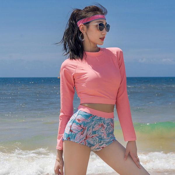 long sleeve rash guard women two piece swimsuit crop swimwear high neck bathing suits pink surfing suits pad shorts
long sleeve rash guard women two piece swimsuit crop swimwear high neck bathing suits pink surfing suits pad shorts