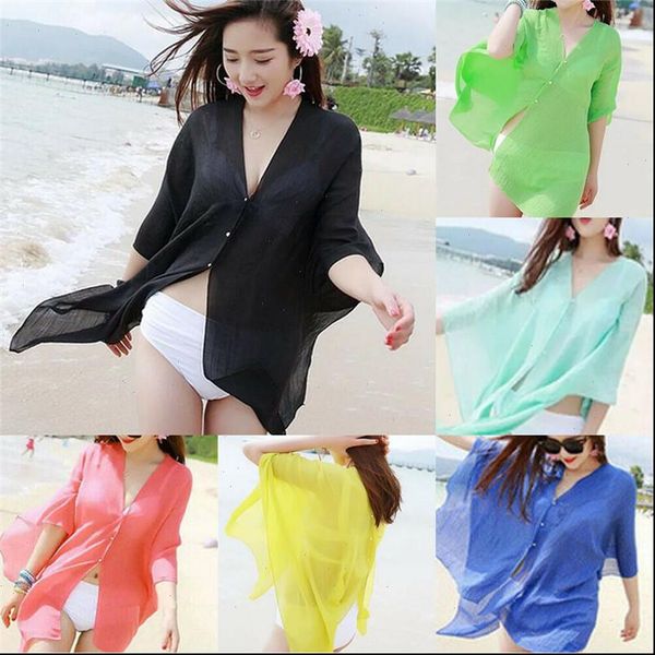 fashion casual solid bikini cover up summer chiffon beach solid women swimwear cardigan dress clothes for girls, Black;gray
fashion casual solid bikini cover up summer chiffon beach solid women swimwear cardigan dress clothes for girls, Black;gray