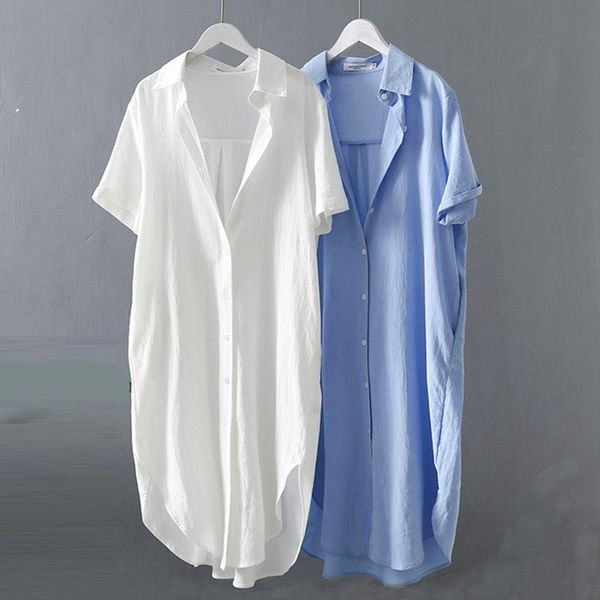 women's blouses & shirts women blouse shirt cotton short sleeve 2021 summer linen cottons casual plus size womans long section white/bl
women's blouses & shirts women blouse shirt cotton short sleeve 2021 summer linen cottons casual plus size womans long section white/bl