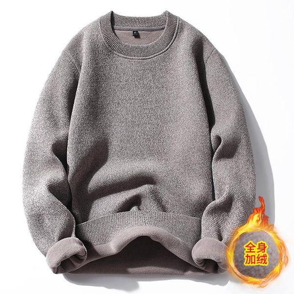 men's sweaters autumn/winter solid color round neck sweater warm body fleece and thick pullover casual fashion bottom knit, White;black
men's sweaters autumn/winter solid color round neck sweater warm body fleece and thick pullover casual fashion bottom knit, White;black