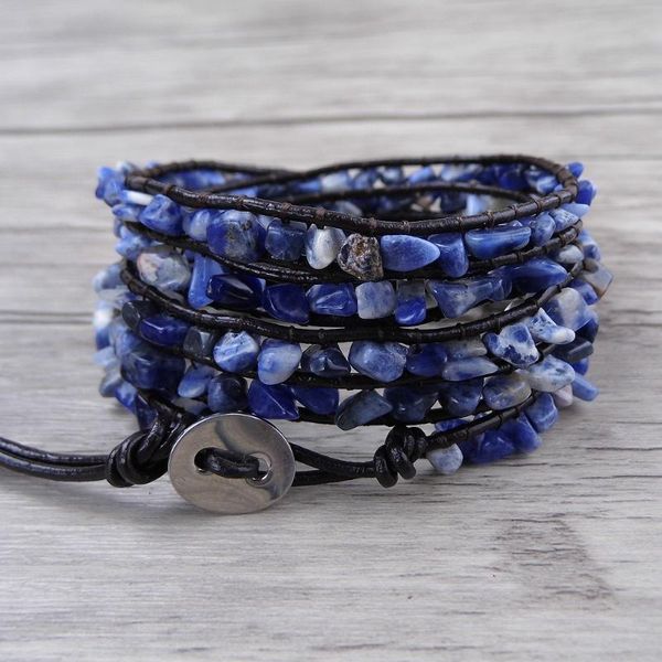 tennis blue bead wrap raw stone beads bracelet sodalite yoga leather boho jewelry, Golden;silver
tennis blue bead wrap raw stone beads bracelet sodalite yoga leather boho jewelry, Golden;silver