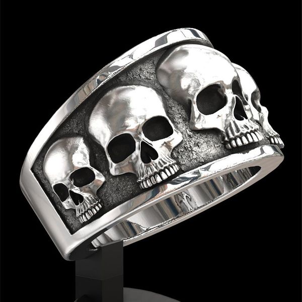 ring coffee billion dark punk style personality trend skull men's, Silver 
ring coffee billion dark punk style personality trend skull men's, Silver