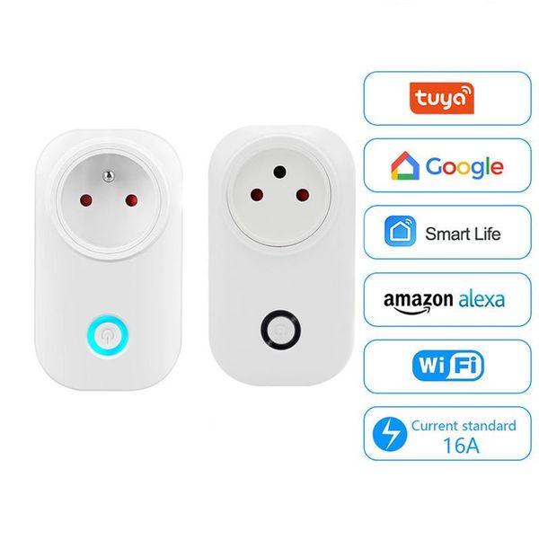 smart power plugs wifi plug sockets 16a french israel brazil tuya life app work with alexa google home smart-home automation