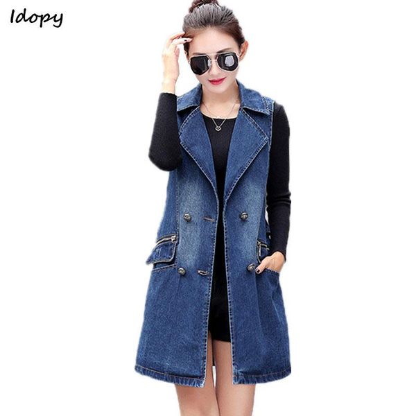 women's jackets idopy cute women`s denim jacket blue designer destroyed sleeveless long jean coat outwear for female plus size, Black;brown
women's jackets idopy cute women`s denim jacket blue designer destroyed sleeveless long jean coat outwear for female plus size, Black;brown