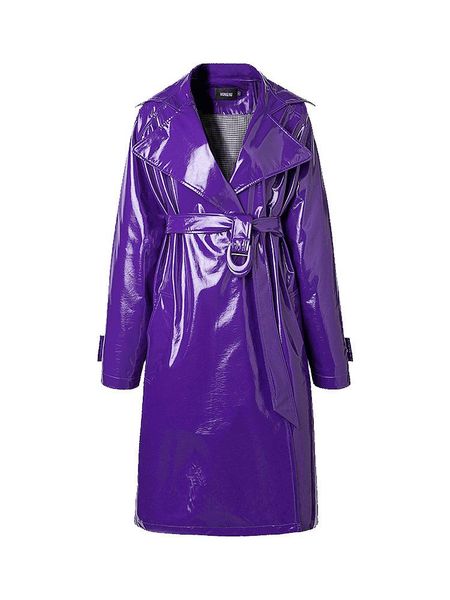 women's leather & faux 2021 autumn retro harbor wind jacket shiny soft patent long coat mid-length windbreaker female purple, Black
women's leather & faux 2021 autumn retro harbor wind jacket shiny soft patent long coat mid-length windbreaker female purple, Black