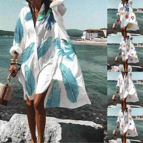 casual dresses women stylish floral leaf print turn down collar loose dress streetwear shirt buttons for work, Black;gray
casual dresses women stylish floral leaf print turn down collar loose dress streetwear shirt buttons for work, Black;gray