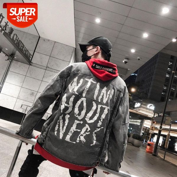 brand ripped denim jacket men's letter printing zipper street loose shirt #c38u, Black;brown
brand ripped denim jacket men's letter printing zipper street loose shirt #c38u, Black;brown