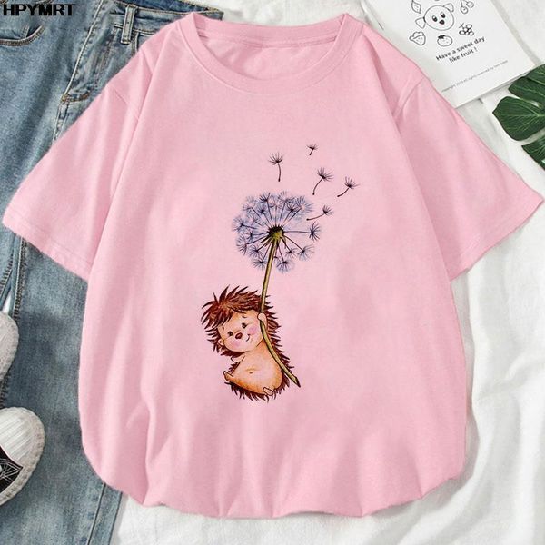women's t-shirt summer cute hedgehog dandelion printed pink t shirt kawaii graphics print women short sleeve female tshirt clothing, White
women's t-shirt summer cute hedgehog dandelion printed pink t shirt kawaii graphics print women short sleeve female tshirt clothing, White