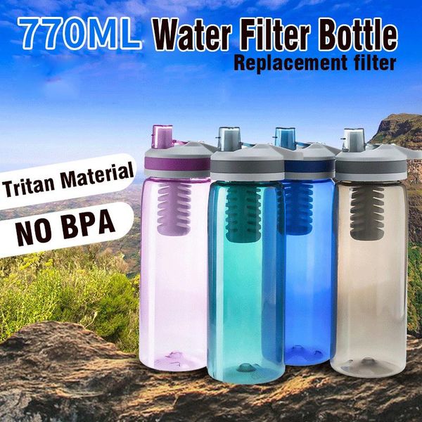 770ML Outdoor Drinkware Portable Water Purifier Bottle Survival Filter Drink Directly Bottles Camping Emergency Life Filt Kettle YL263