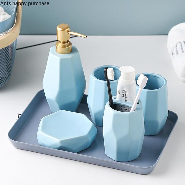 bath accessory set pure color ceramic wash bathroom supplies 5-piece with tray mouth cup lotion bottle toothbrush holder soap dish
bath accessory set pure color ceramic wash bathroom supplies 5-piece with tray mouth cup lotion bottle toothbrush holder soap dish