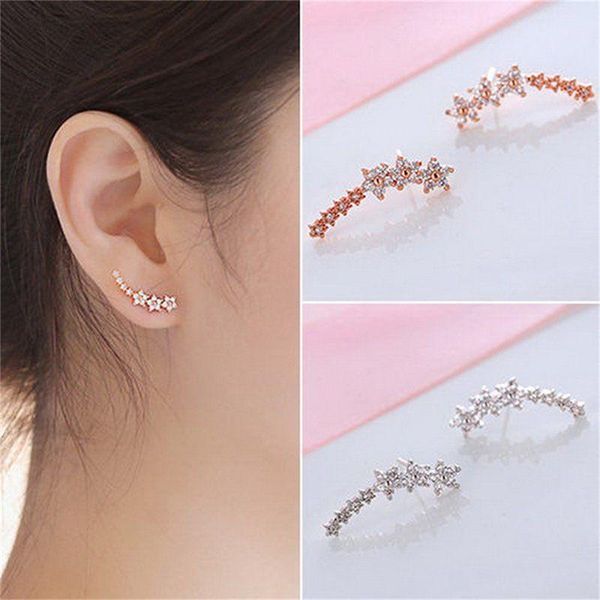 stud 1pair bling korea ear crawler rhinestones star earrings for women lady gift, Golden;silver
stud 1pair bling korea ear crawler rhinestones star earrings for women lady gift, Golden;silver