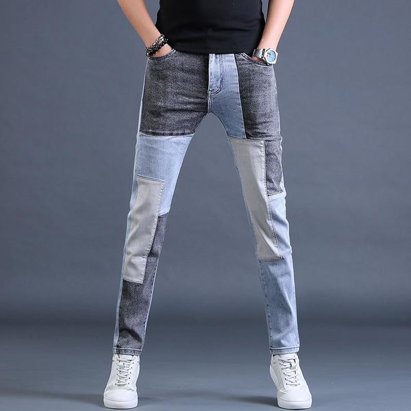 men's jeans 2021 summer original fashion patch slim fit small leg long pants korean splicing, Blue
men's jeans 2021 summer original fashion patch slim fit small leg long pants korean splicing, Blue