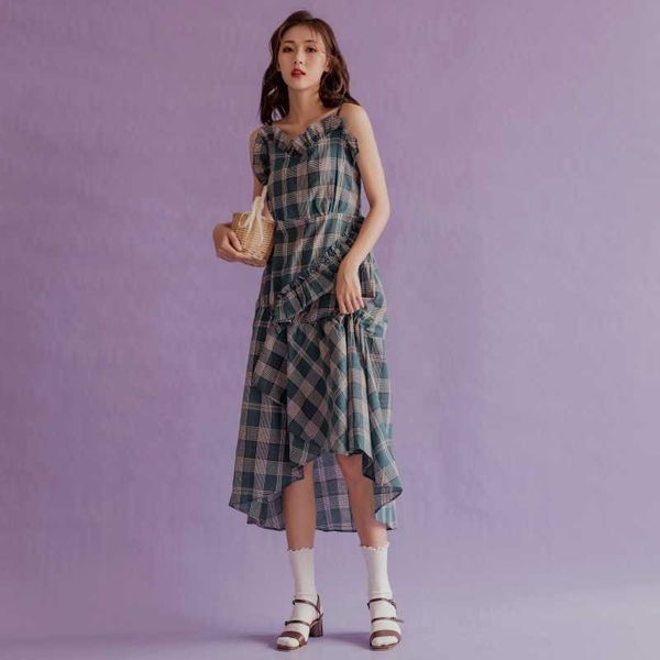retro plaid irregular flounce women dress v neck sleeveless summer fashion casual streetwear dresses 210608, Black;gray
retro plaid irregular flounce women dress v neck sleeveless summer fashion casual streetwear dresses 210608, Black;gray