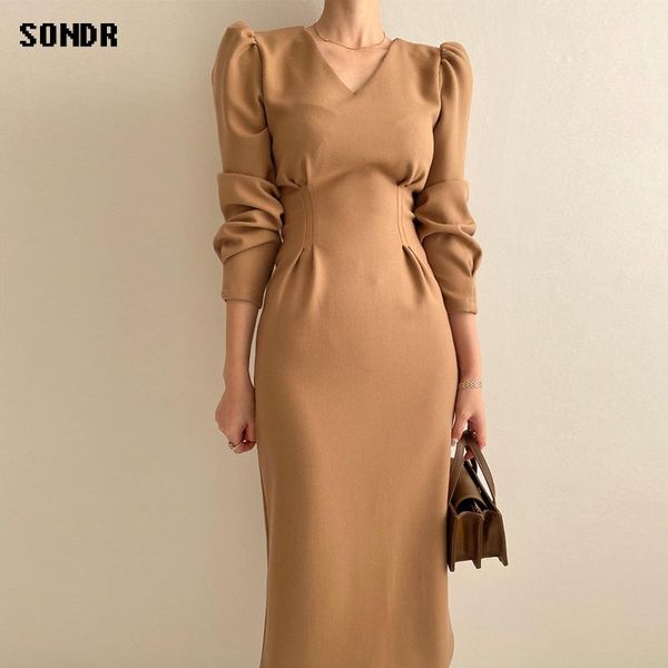 casual dresses korean one-piece v-neck solid color dress 2021 spring autumn elegant and sweet women's clothing puff sleeve midi, Black;gray
casual dresses korean one-piece v-neck solid color dress 2021 spring autumn elegant and sweet women's clothing puff sleeve midi, Black;gray
