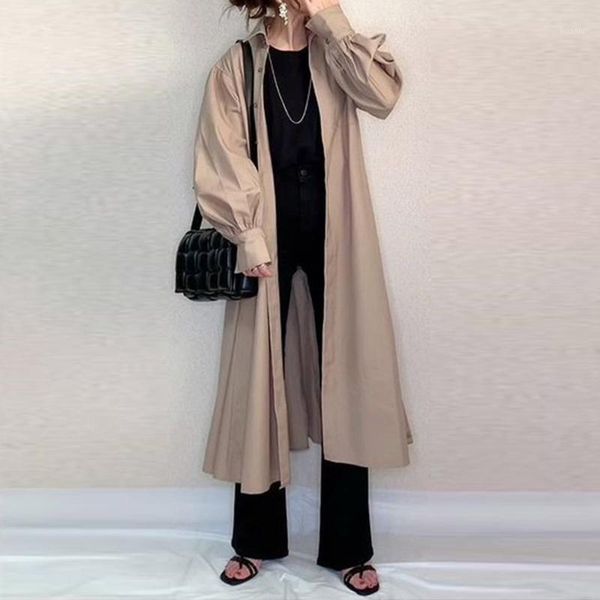 women's trench coats 2021 women long coat fashion sleeve solid lapel single-breasted patchwork loose casual autumn for lady, Tan;black
women's trench coats 2021 women long coat fashion sleeve solid lapel single-breasted patchwork loose casual autumn for lady, Tan;black