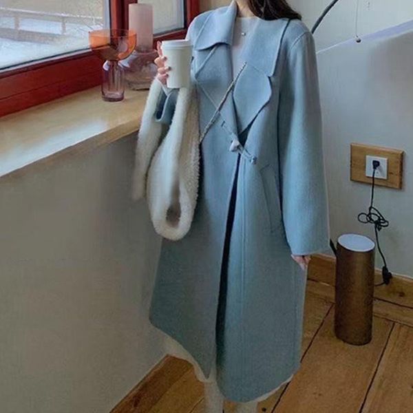 women's wool & blends woolen coat women winter thickened over-the-knee loose lapel woman one buckle ol commute long outerwear, Black
women's wool & blends woolen coat women winter thickened over-the-knee loose lapel woman one buckle ol commute long outerwear, Black