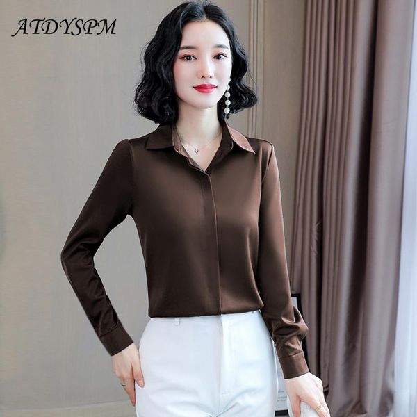 2021 autumn hidden breasted women silk shirt casual female blouse long sleeve lapel shirts style women satin blouses, White
2021 autumn hidden breasted women silk shirt casual female blouse long sleeve lapel shirts style women satin blouses, White