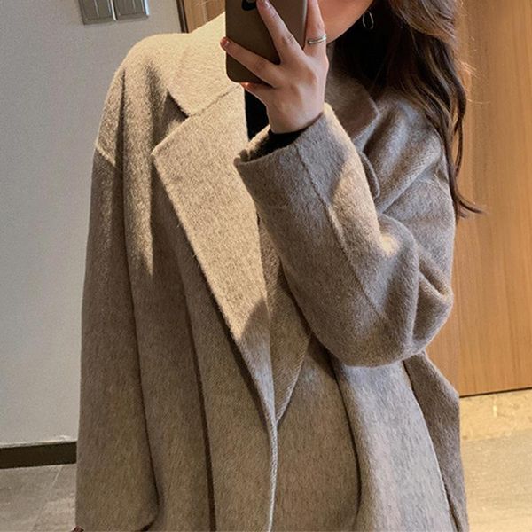women's wool & blends in 2021, the season double cashmere coat female long cloth with thick woolen, Black
women's wool & blends in 2021, the season double cashmere coat female long cloth with thick woolen, Black