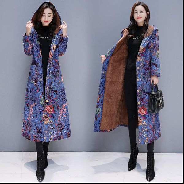2021 new autumn winter cotton linen clothes retro printing plus velvet cotton jacket long women large size loose plush coat xa29, Black
2021 new autumn winter cotton linen clothes retro printing plus velvet cotton jacket long women large size loose plush coat xa29, Black