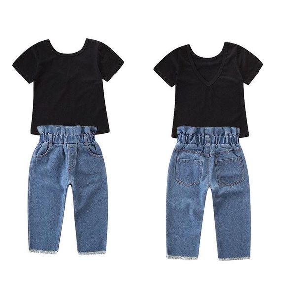 2pcs toddler kids baby girl clothes set t-shirt + denim pants jeans clothes outfits set, White
2pcs toddler kids baby girl clothes set t-shirt + denim pants jeans clothes outfits set, White