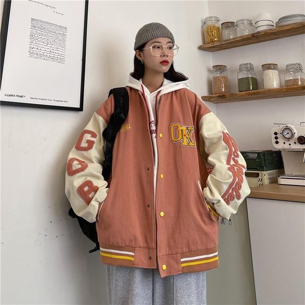 women's jackets baseball jacket bomber ladies harajuku temperament european and american hip-hop women coat, Black;brown
women's jackets baseball jacket bomber ladies harajuku temperament european and american hip-hop women coat, Black;brown