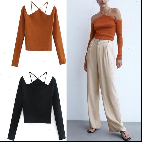 za 2021 off shoulders knit women cut out shoulders straps long sleeve knitted shirt fashion backless woman, White
za 2021 off shoulders knit women cut out shoulders straps long sleeve knitted shirt fashion backless woman, White