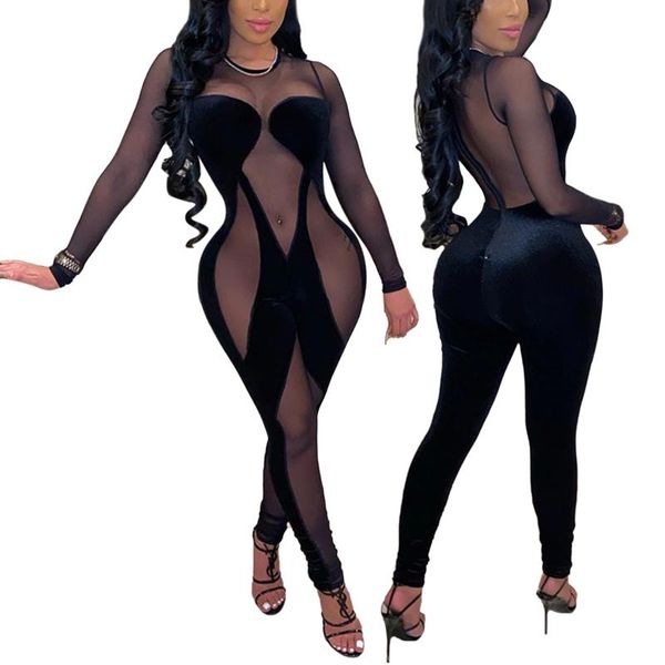 2021 brand new style women mesh transparent jumpsuits, round neck long sleeve flocking stitching long romper playsuits, Black;white
2021 brand new style women mesh transparent jumpsuits, round neck long sleeve flocking stitching long romper playsuits, Black;white