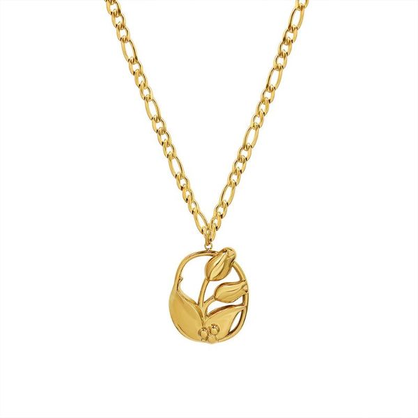 pendant necklaces romantic tulip flower necklace for women titanium steel statement chains girl accessories collares para mujer, Silver
pendant necklaces romantic tulip flower necklace for women titanium steel statement chains girl accessories collares para mujer, Silver