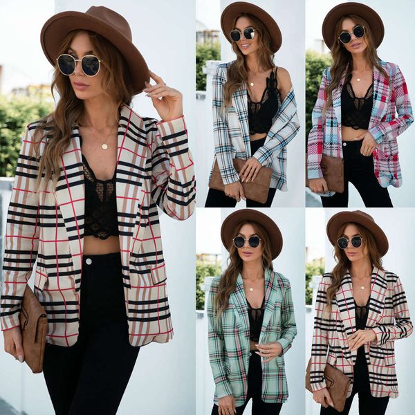 autumn winter plaid suit coat, Black;brown